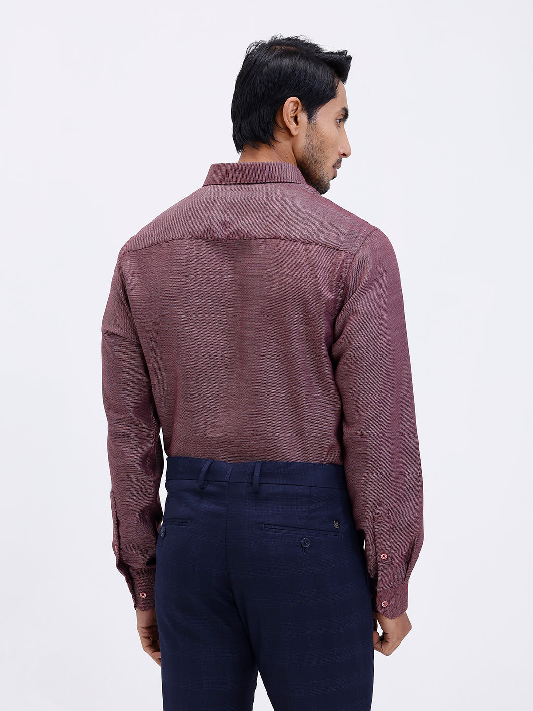 Men Cotton Rich Full Sleeve Shirt Maroon Red Dobby T59 AIT2