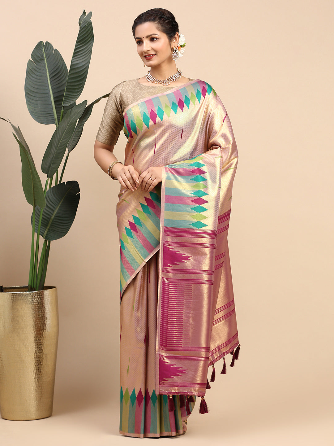 Womens Semi Silk Saree Purple SS231