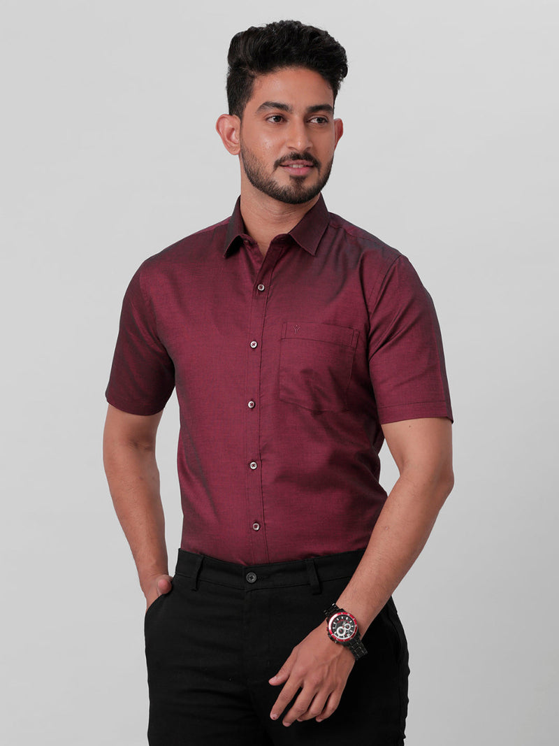 Premium Cotton Purple Half Sleeves Shirt EL GP14