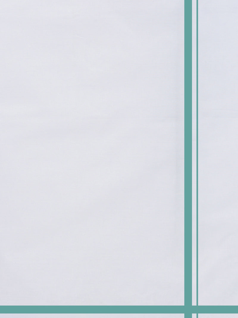 Mens White Stain Guard Single Dhoti with Light Blue Big Border Tide