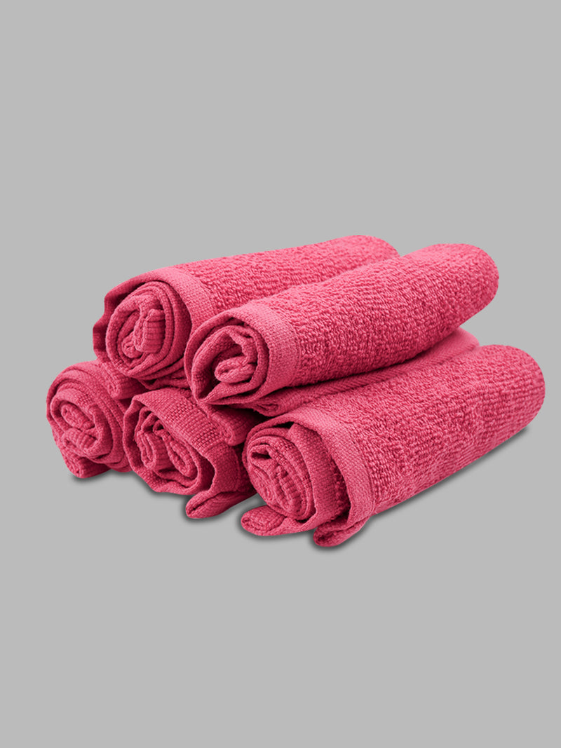 Premium Soft & Absorbent Dark Pink Terry Face Towel FC10 ( Pack of 5 )