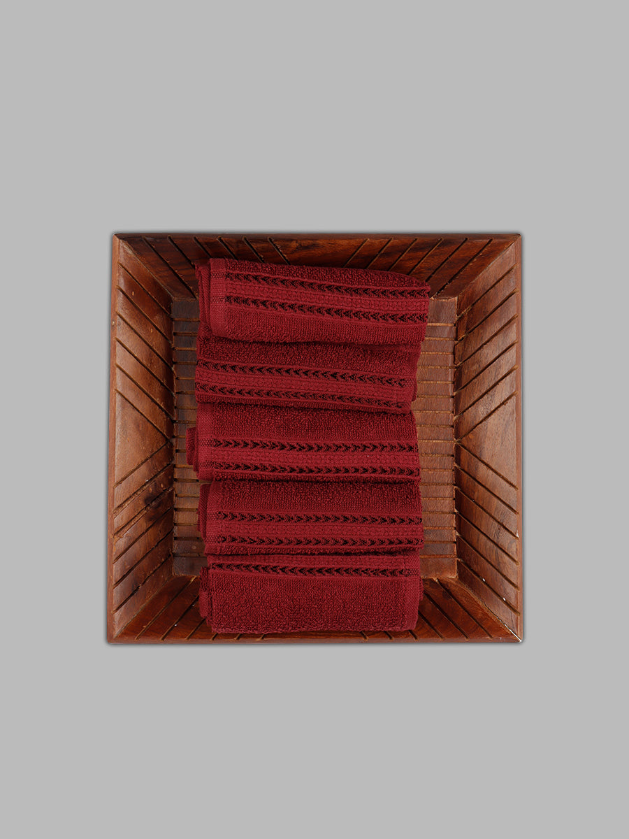 Premium Soft & Absorbent Maroon Terry Face Towel FC2 ( Pack of 5 )
