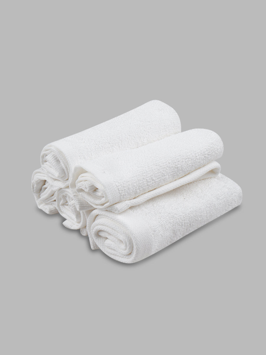 Premium Soft & Absorbent Cotton Bamboo White Terry Face Towel ( Pack of 5 )