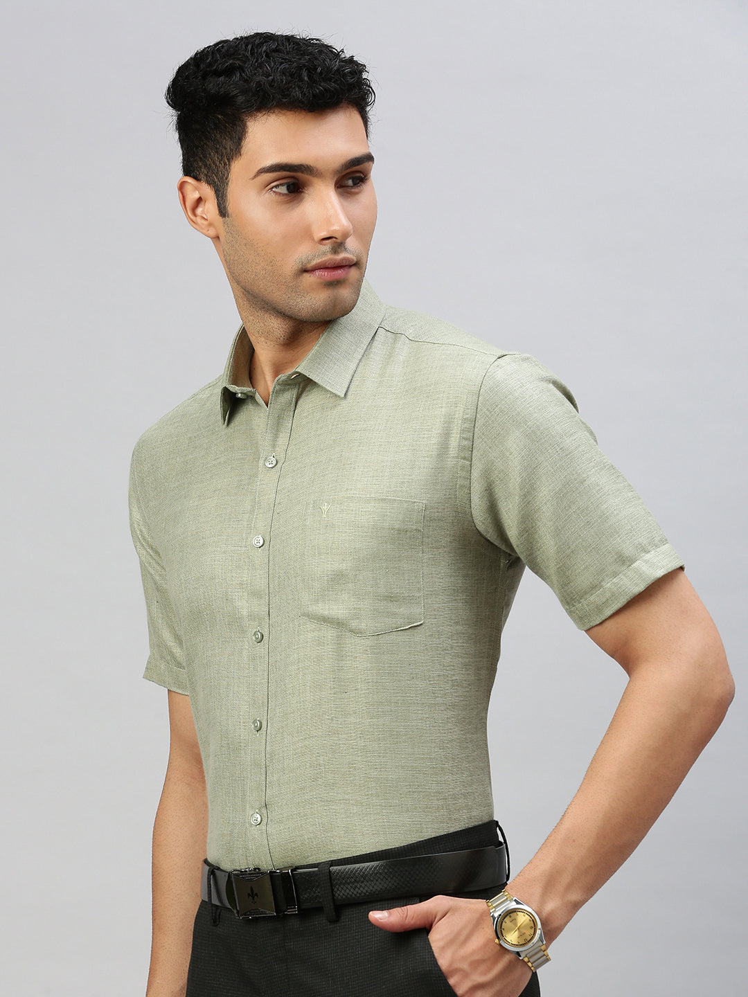 Mens Cotton Rich Shirt Green T7 CG16