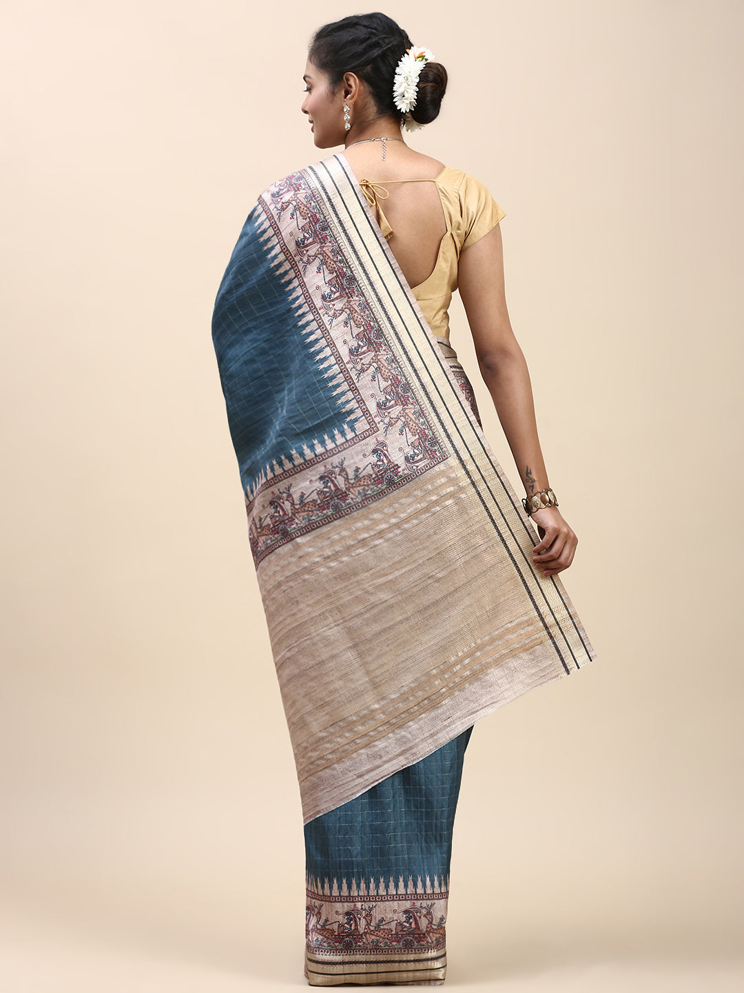 Women Semi Tussar Saree Green ST197