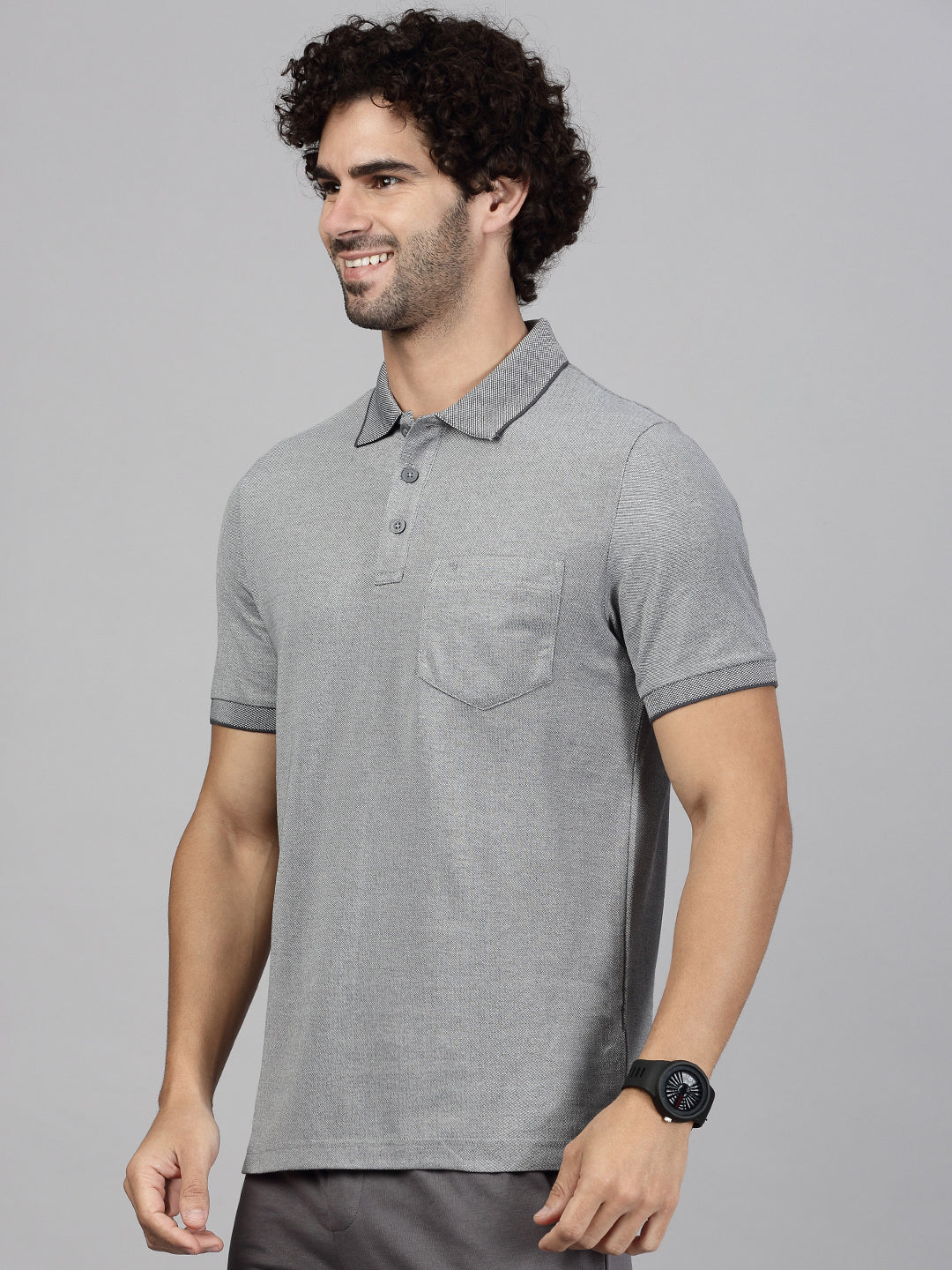 Mens Expert Polo Tshirt with Pocket Heather Grey EP36