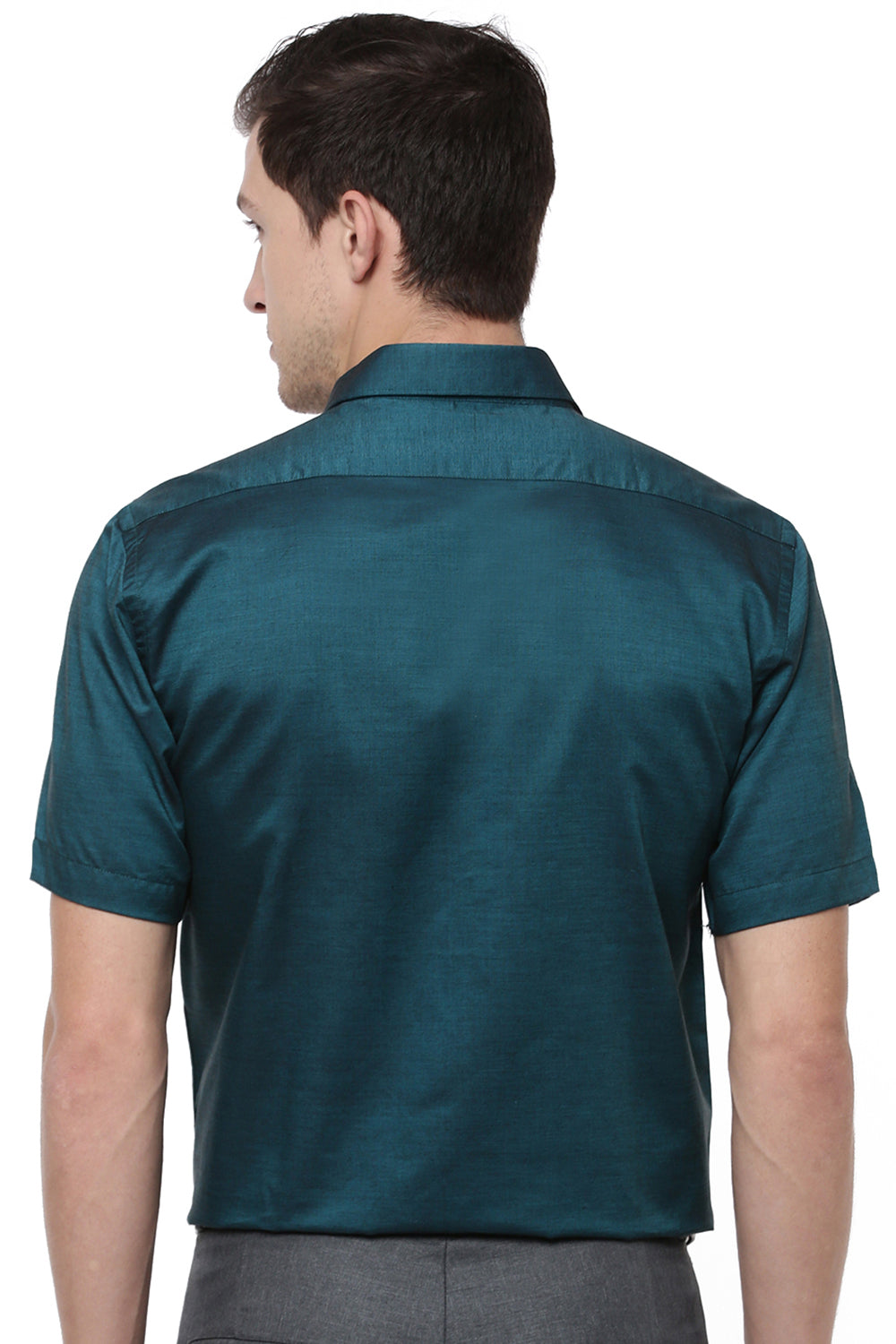 Men Premium Cotton Half Sleeves Shirt Cyan EL GP7