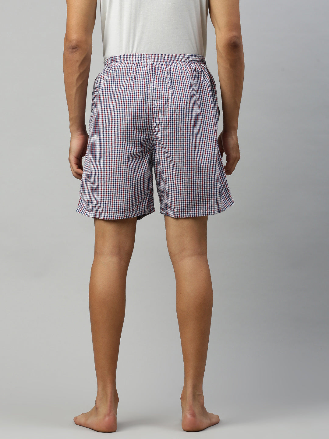 Mens Checked Woven Boxer Long WB29-Back view