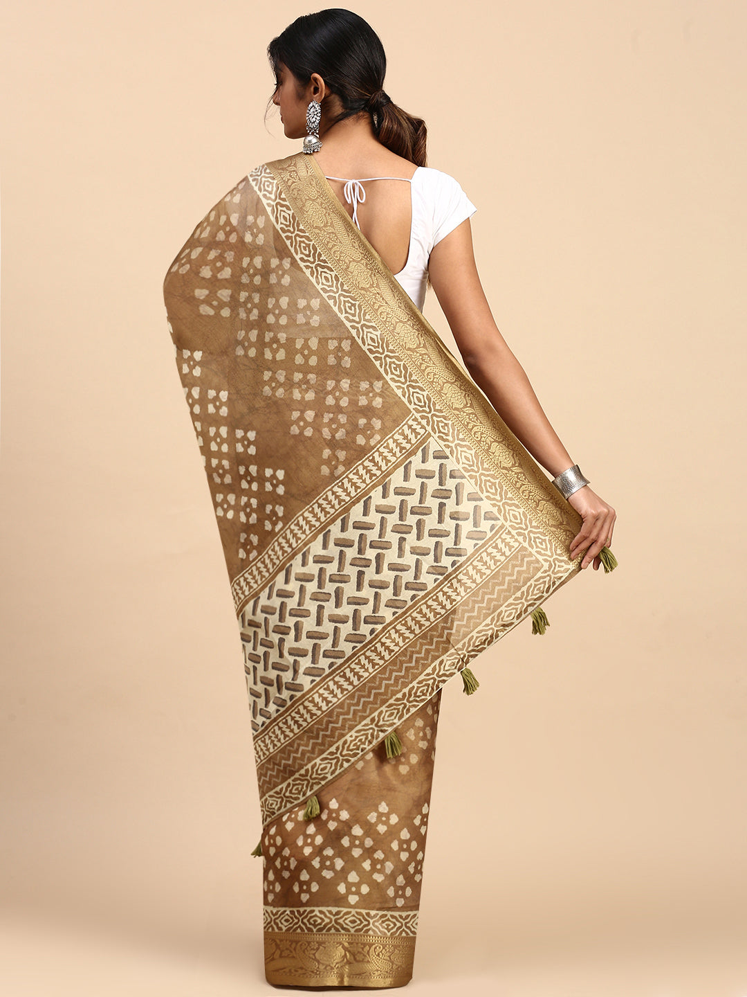 Women Semi Silk Tissue Weaving Saree Olive Green SS285