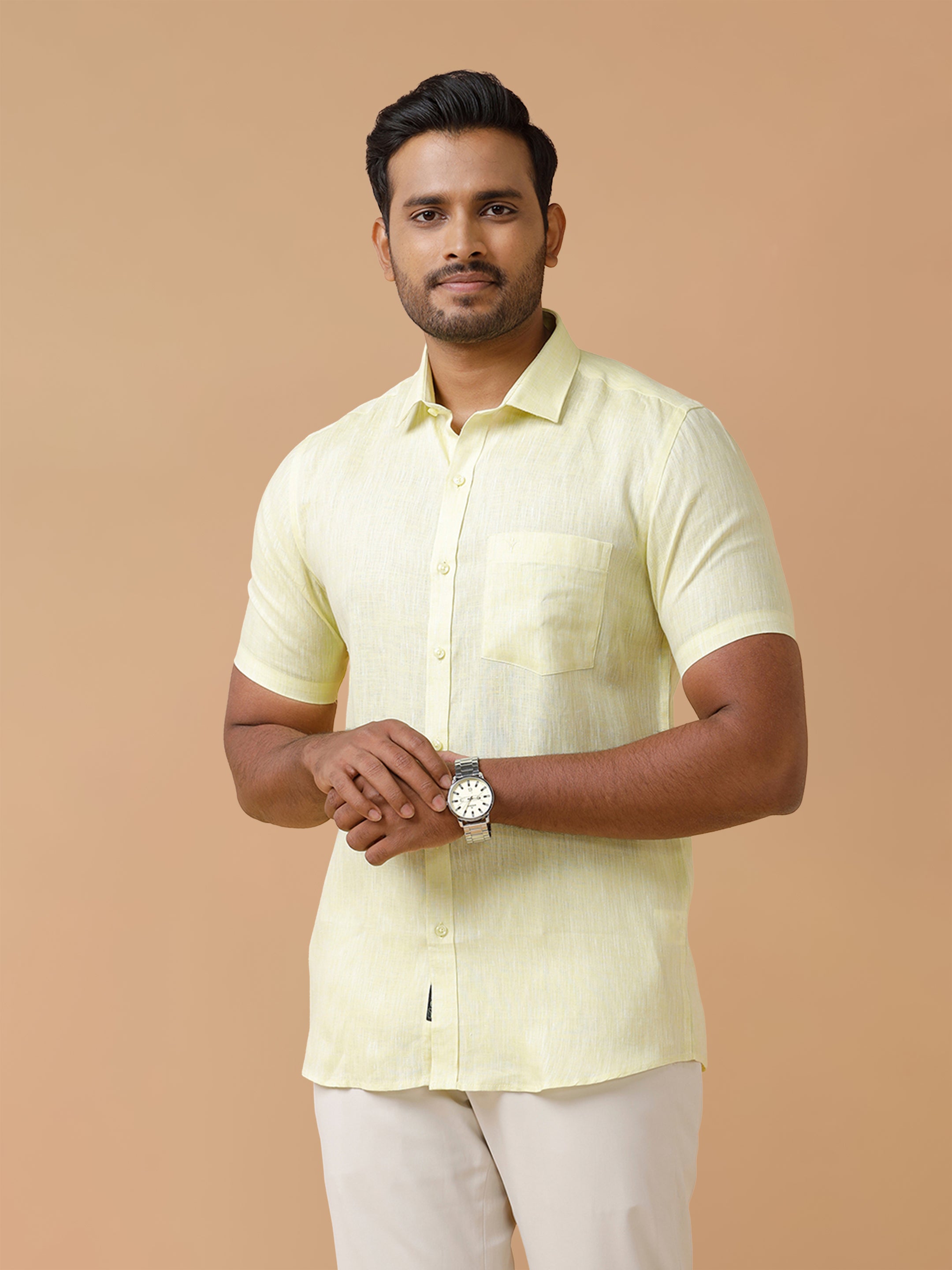 Pure Linen Tidel Green Smart Fit Shirt L86