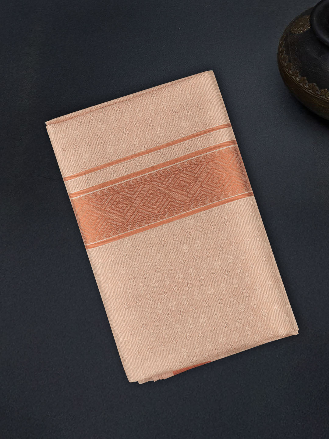 Men Art Silk Dhoti & Shirting Set Copper Moon Stone(2*1)