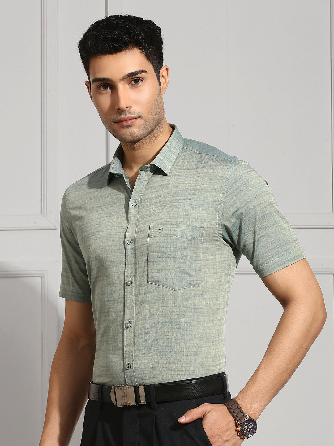 Men 100% Cotton Shirt Green CL7 GE6