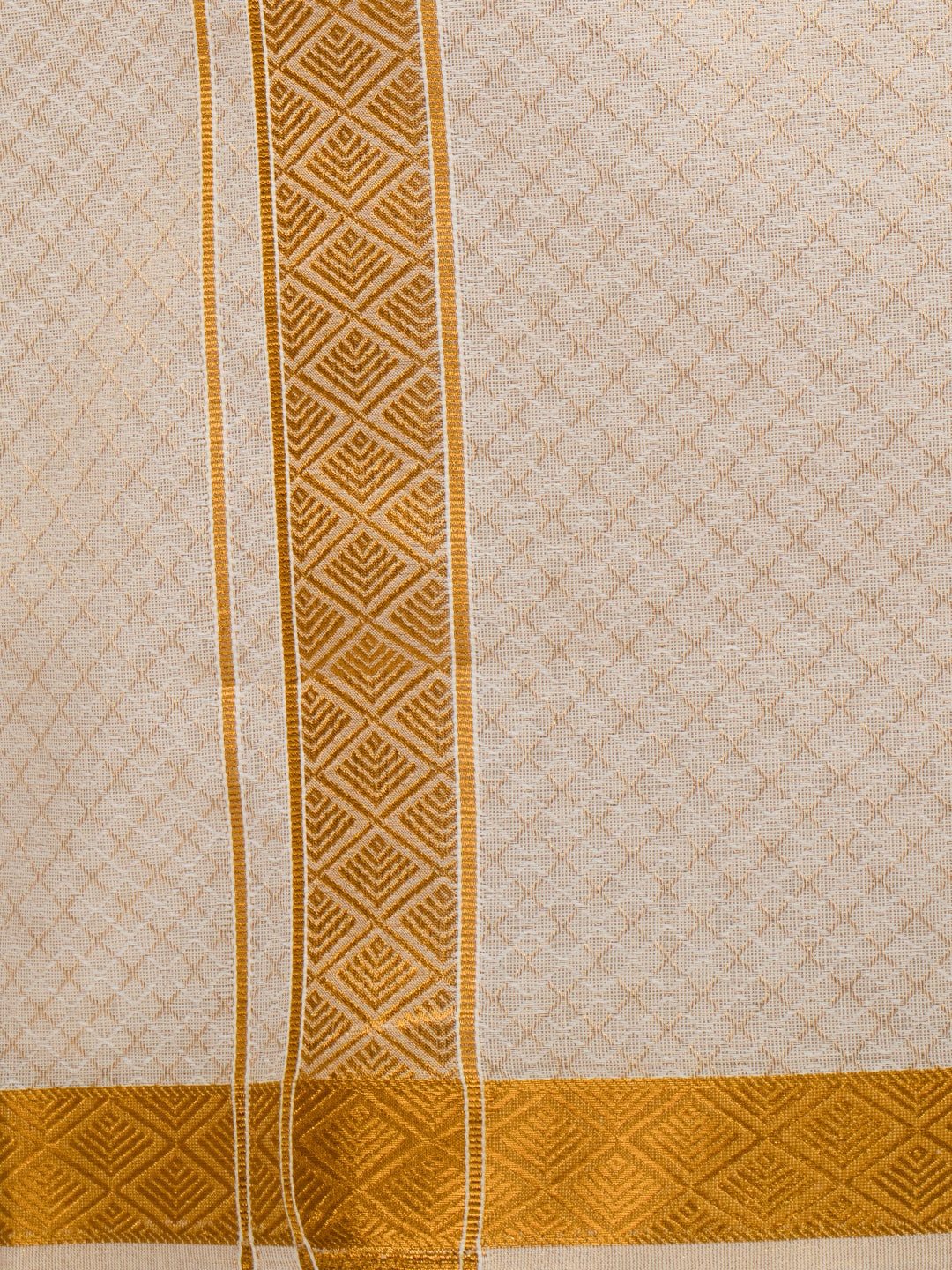 Men Gold Tissue Jacquard Half Sleeves Shirt with Matching Dhoti Set GD13