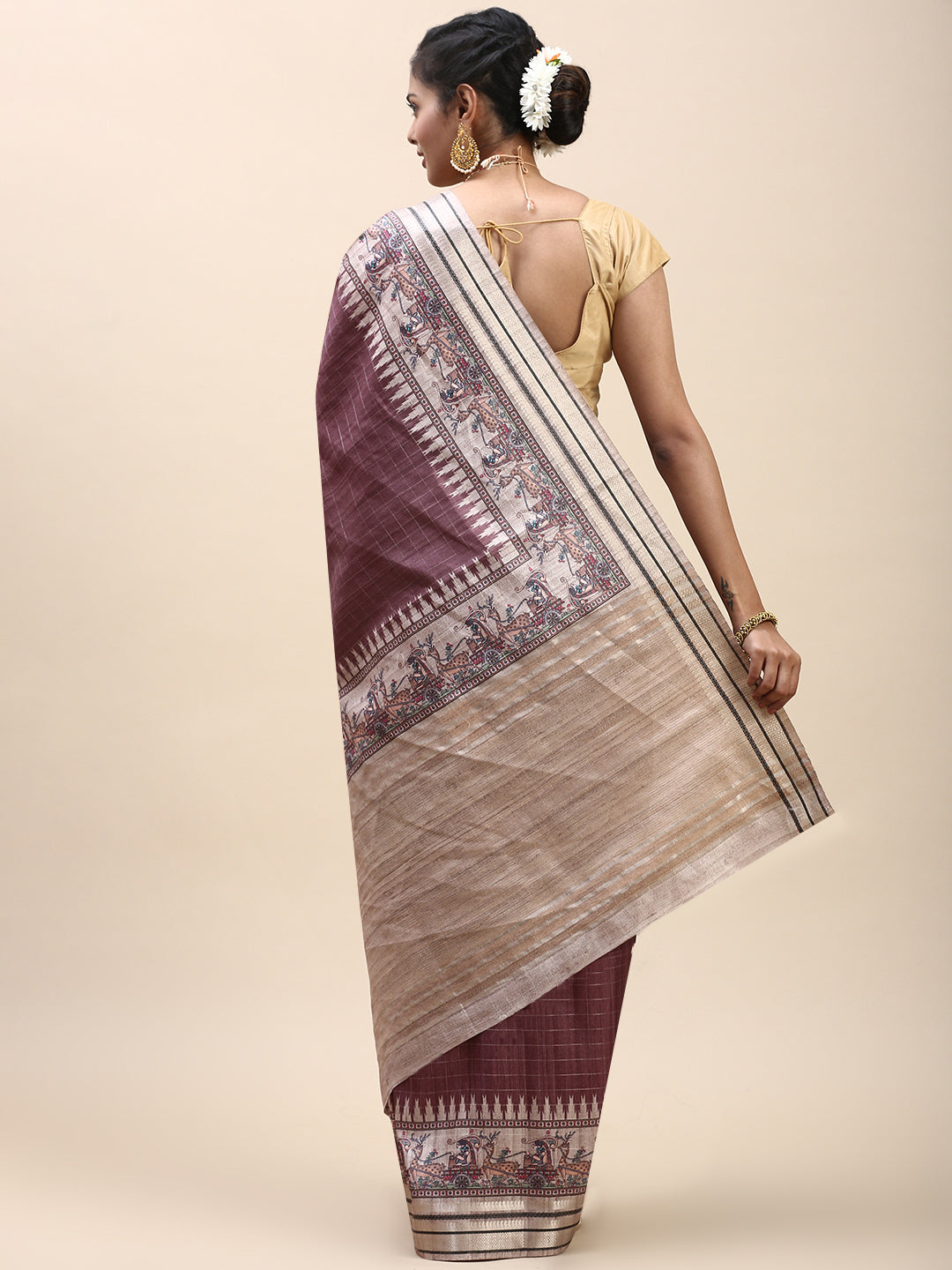 Women Semi Tussar Saree Brown ST198