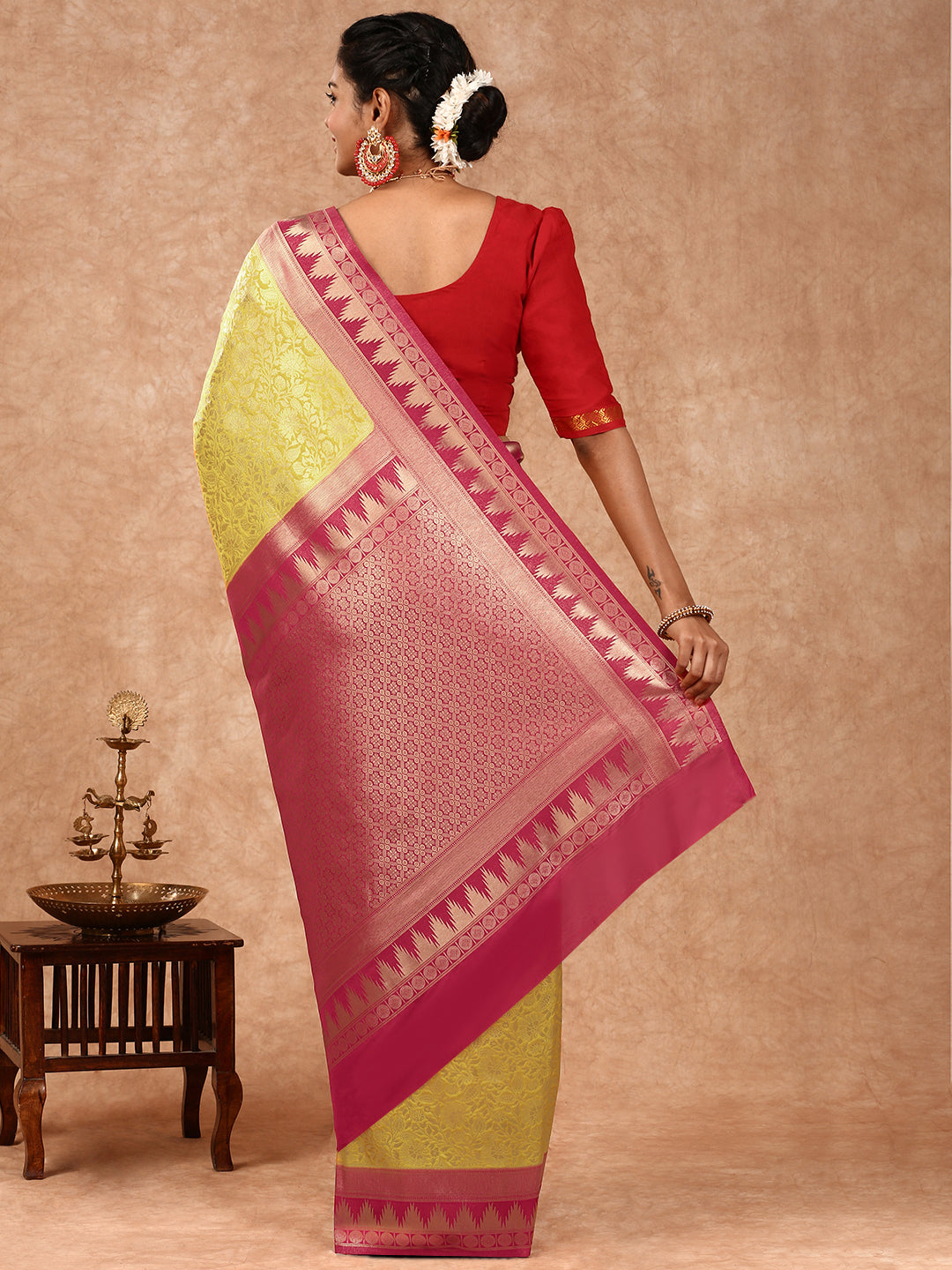 Women Semi Silk Saree Yellow SS213