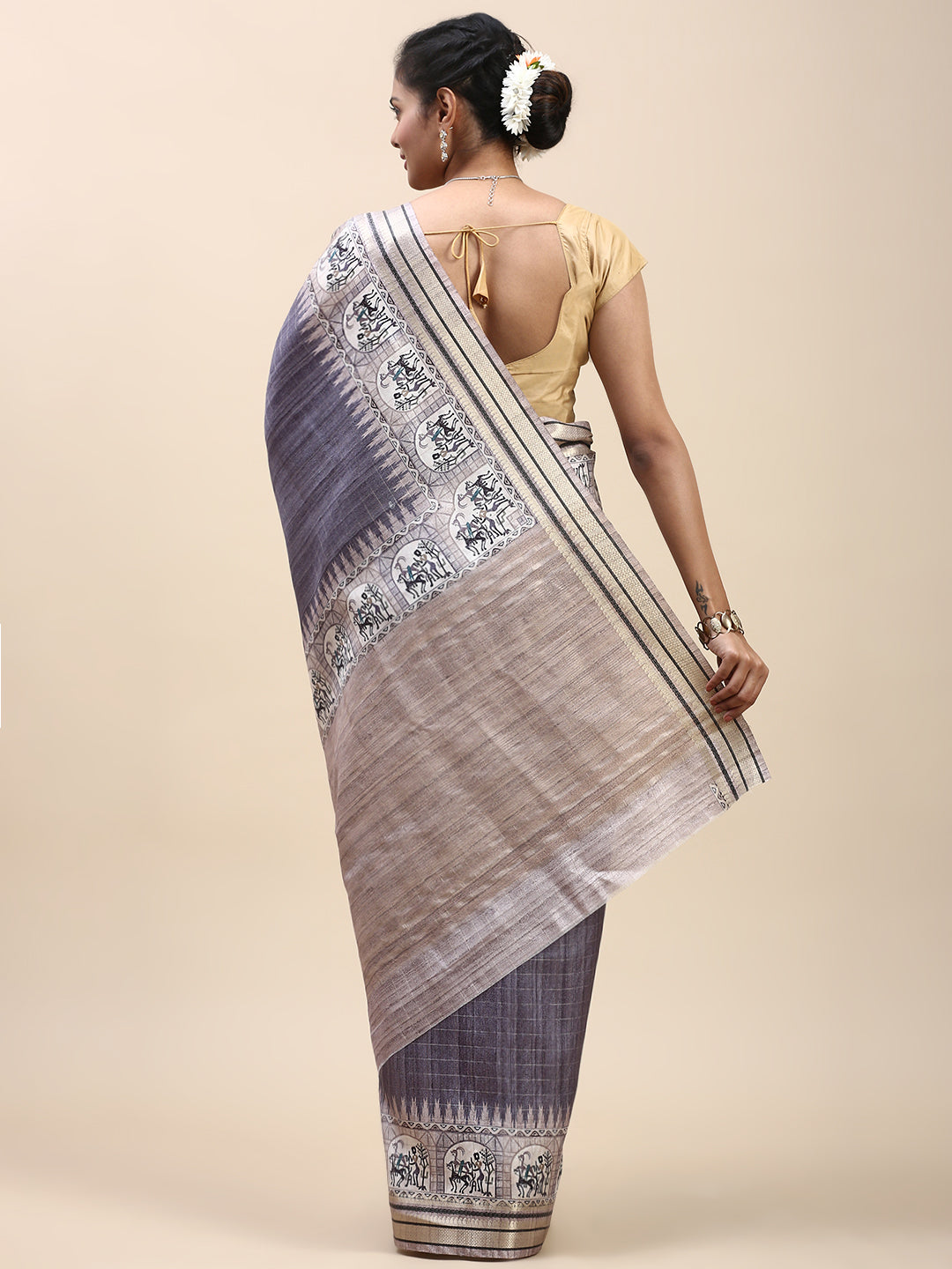 Women Semi Tussar Saree Purple ST191