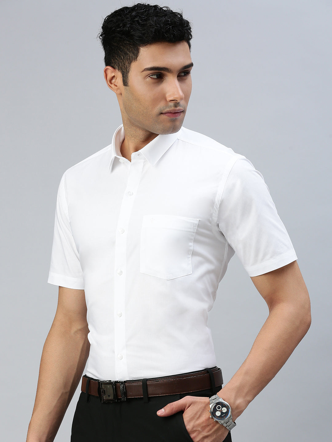 Mens Smart Fit Cotton White Shirt  Challenge