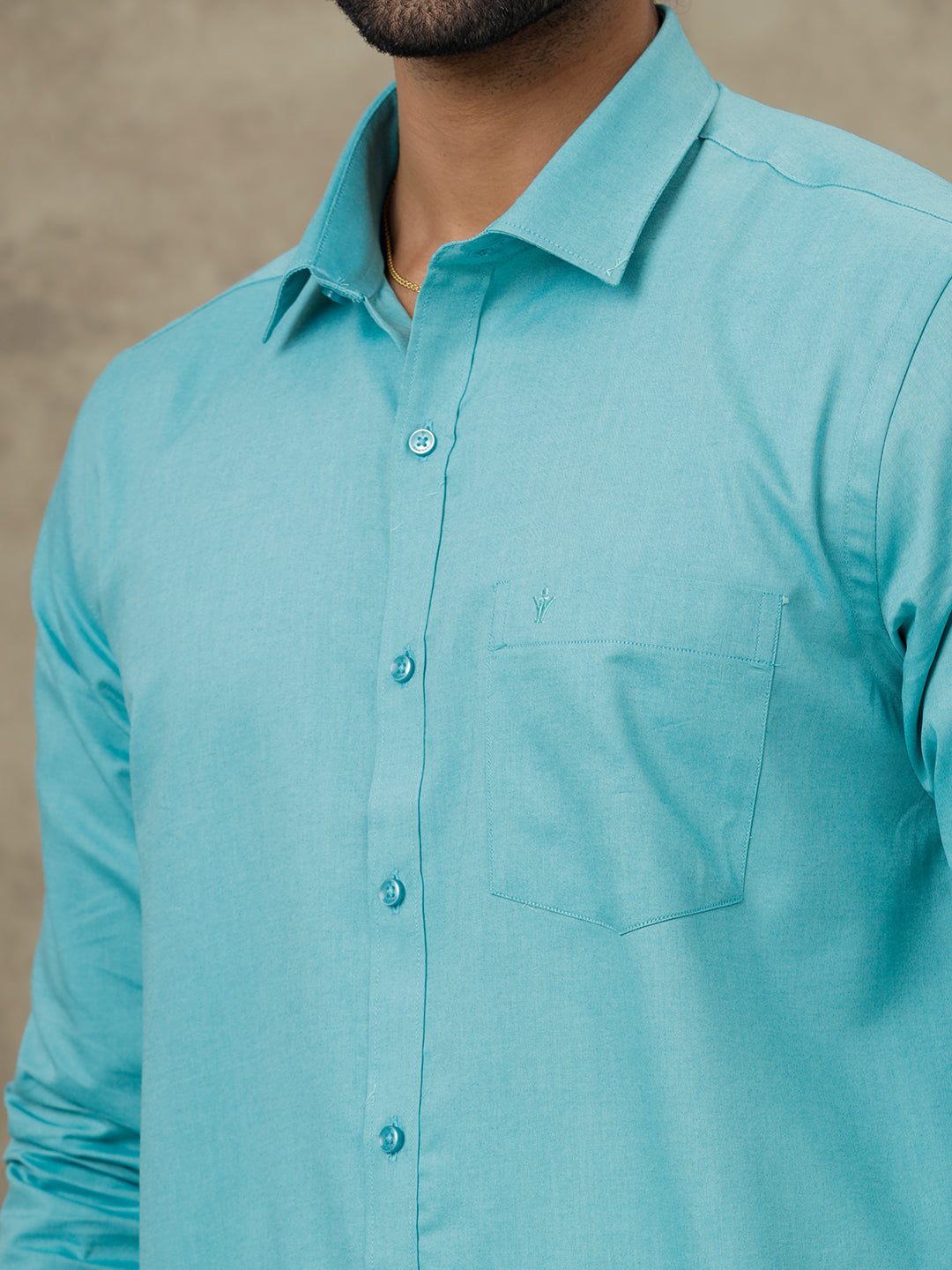 Men Turquoise Blue Shirt With Matching Border Dhoti Set Evolution