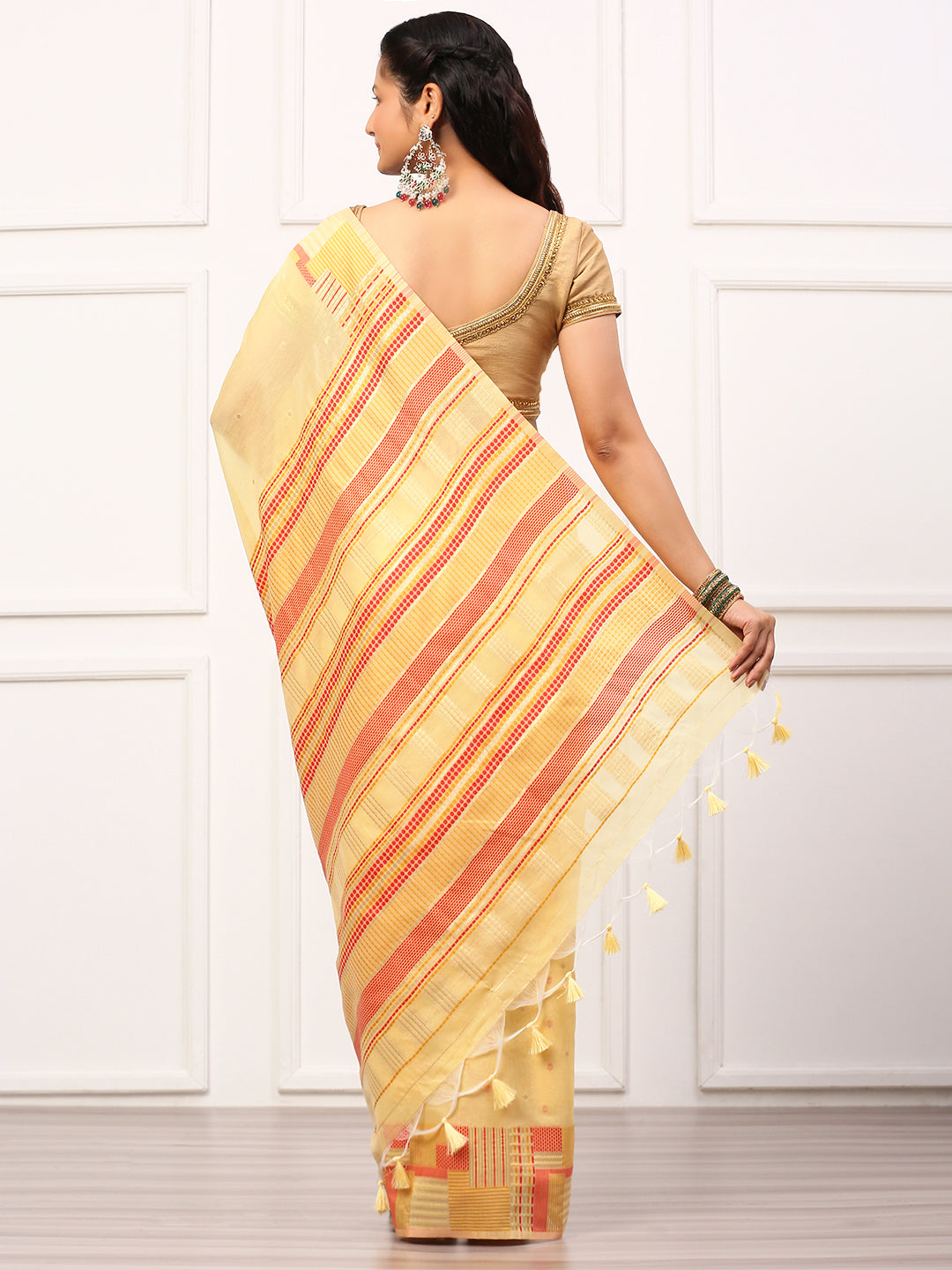 Womens Semi Silk Saree Yellow SS242