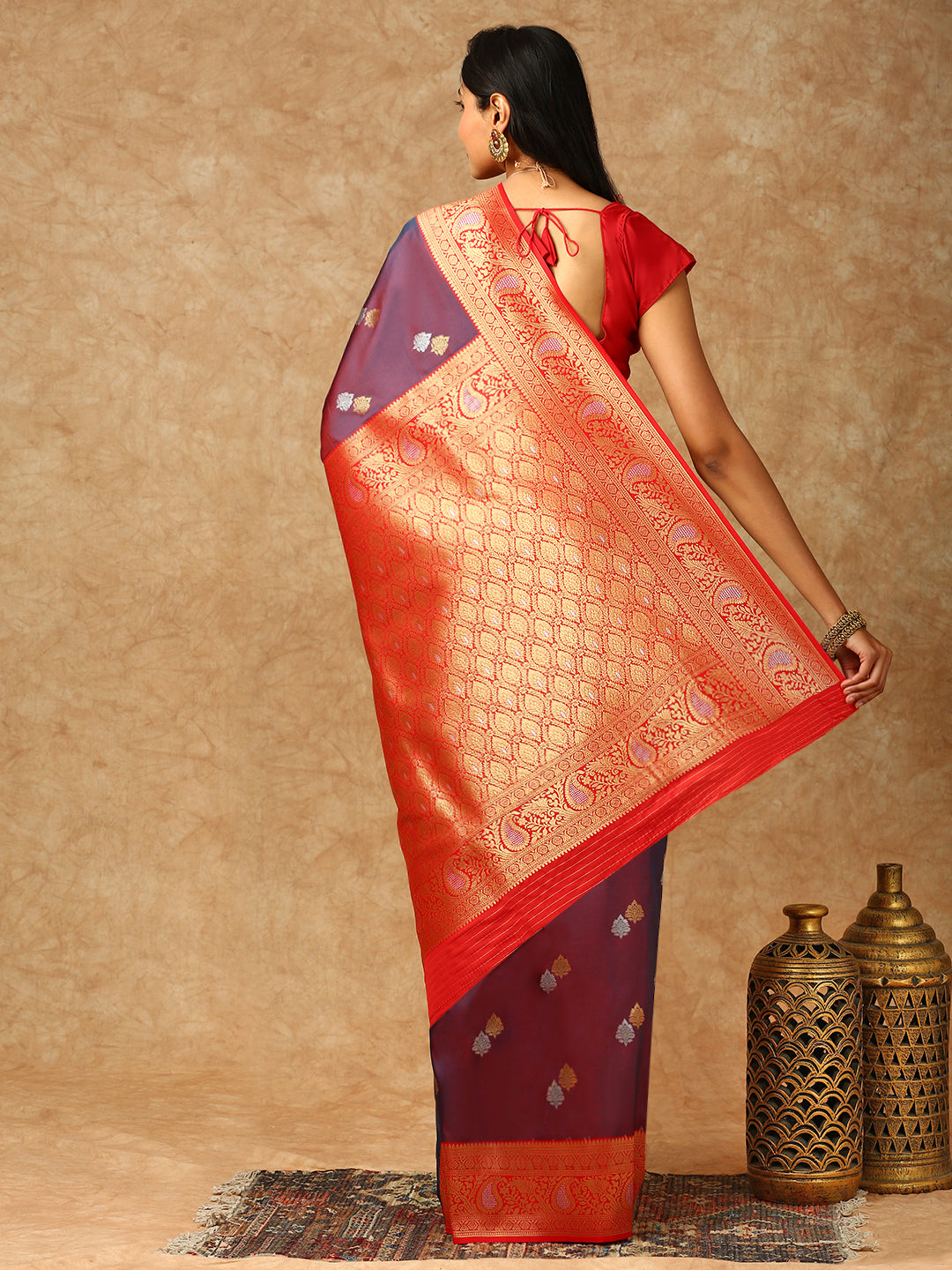 Women Semi Silk Saree Violet SS311