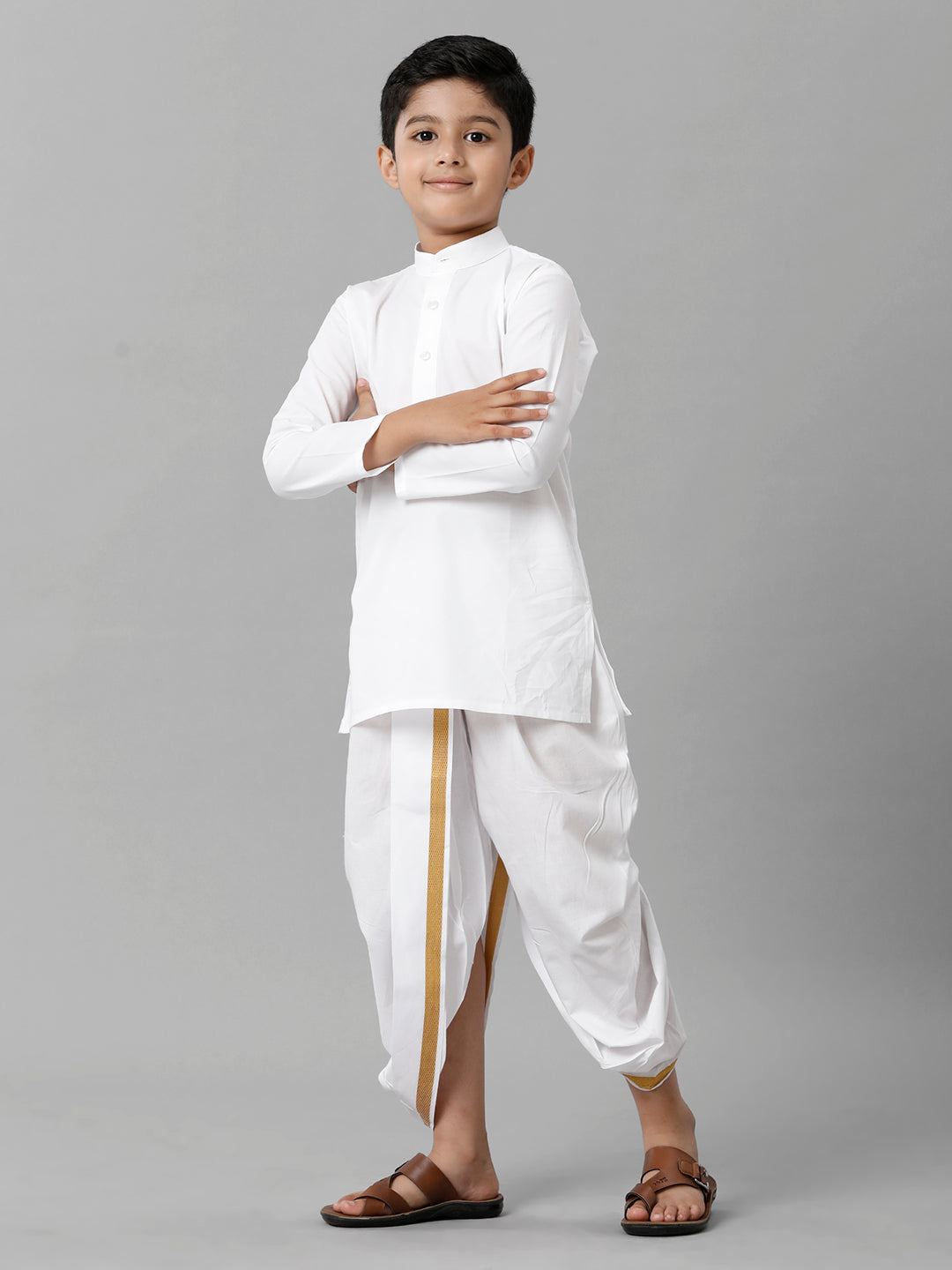 Boys Cotton Full Sleeves White Kurta