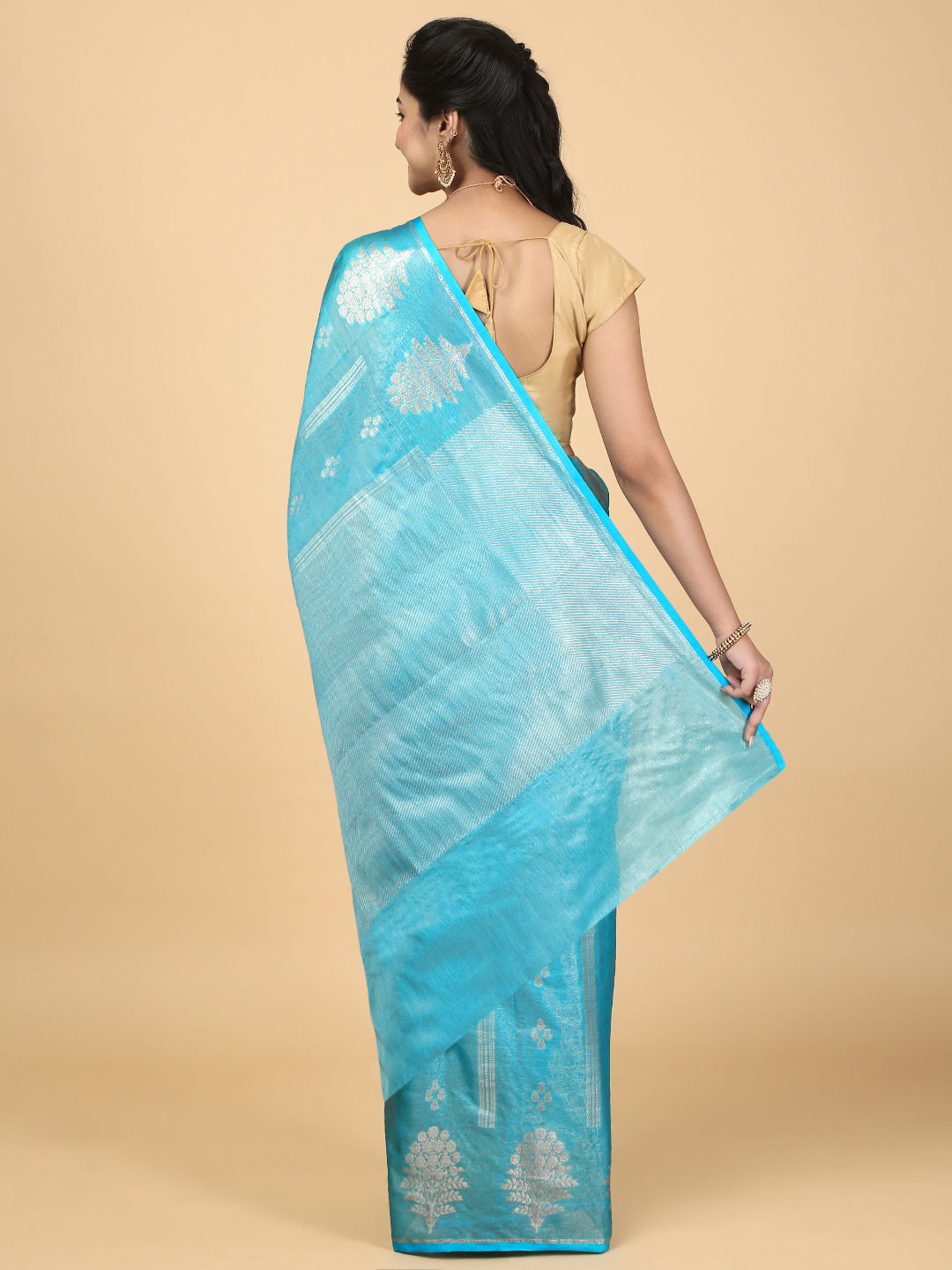 Couple Combo Shirt & Dhoti Set with Saree Blue SS322