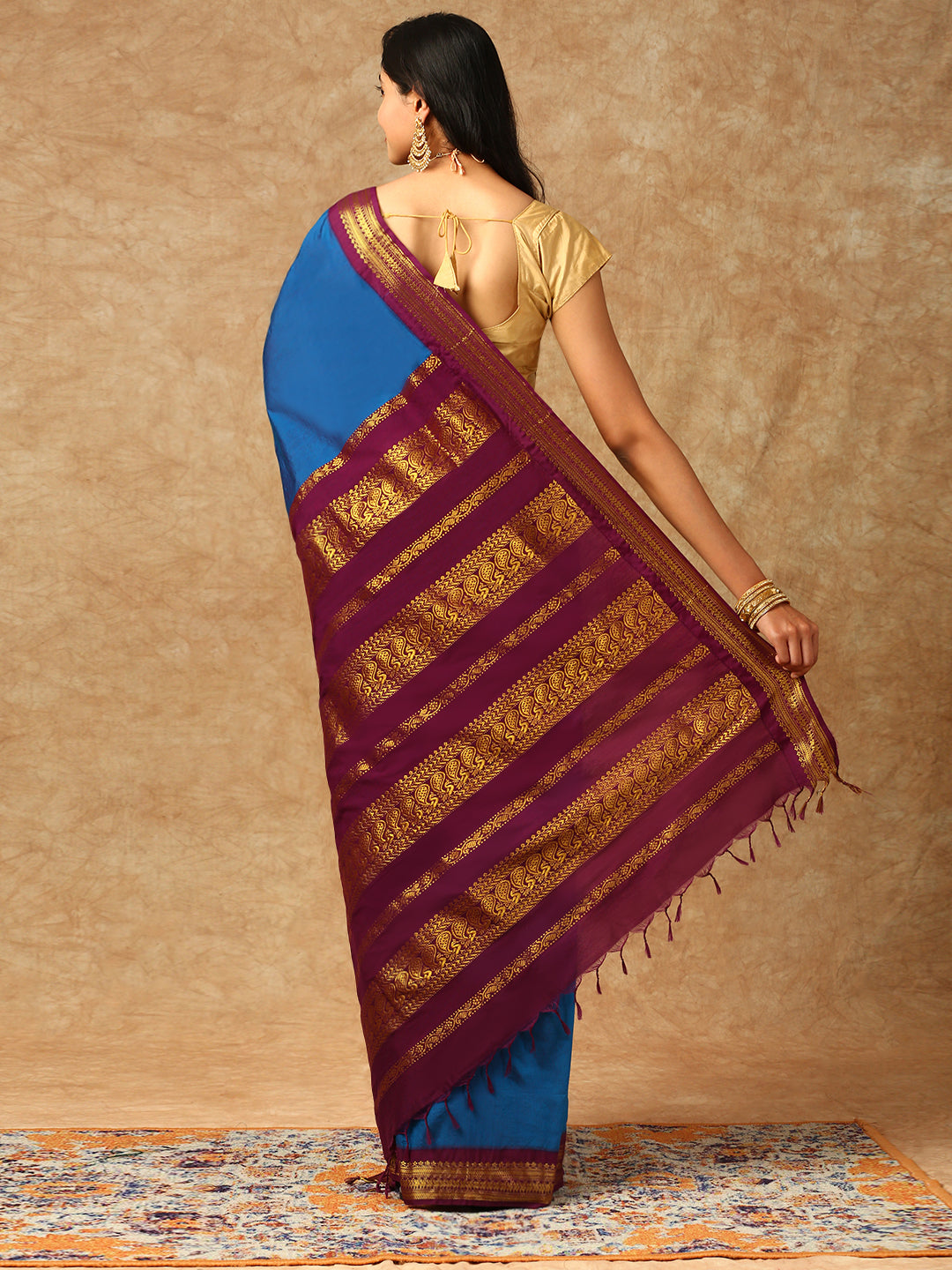 Women Kalyani Cotton Saree Blue PCS120