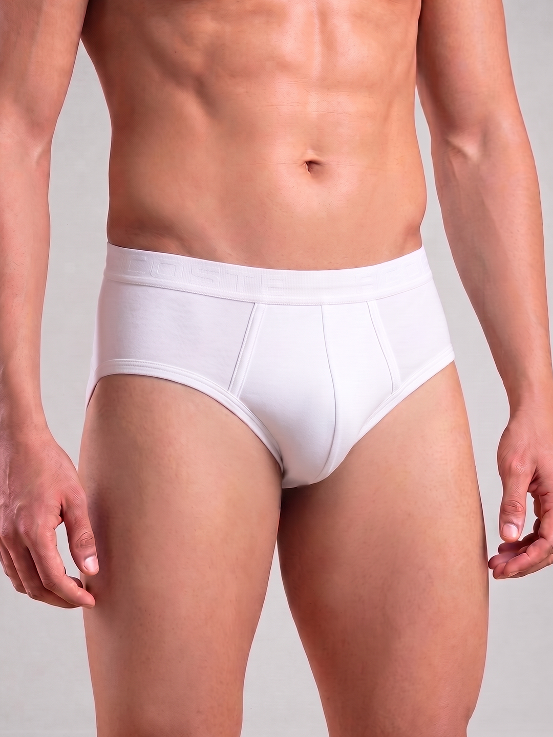 100% Cotton White Outer Elastic Brief Acoste 1015 (Pack of 2)