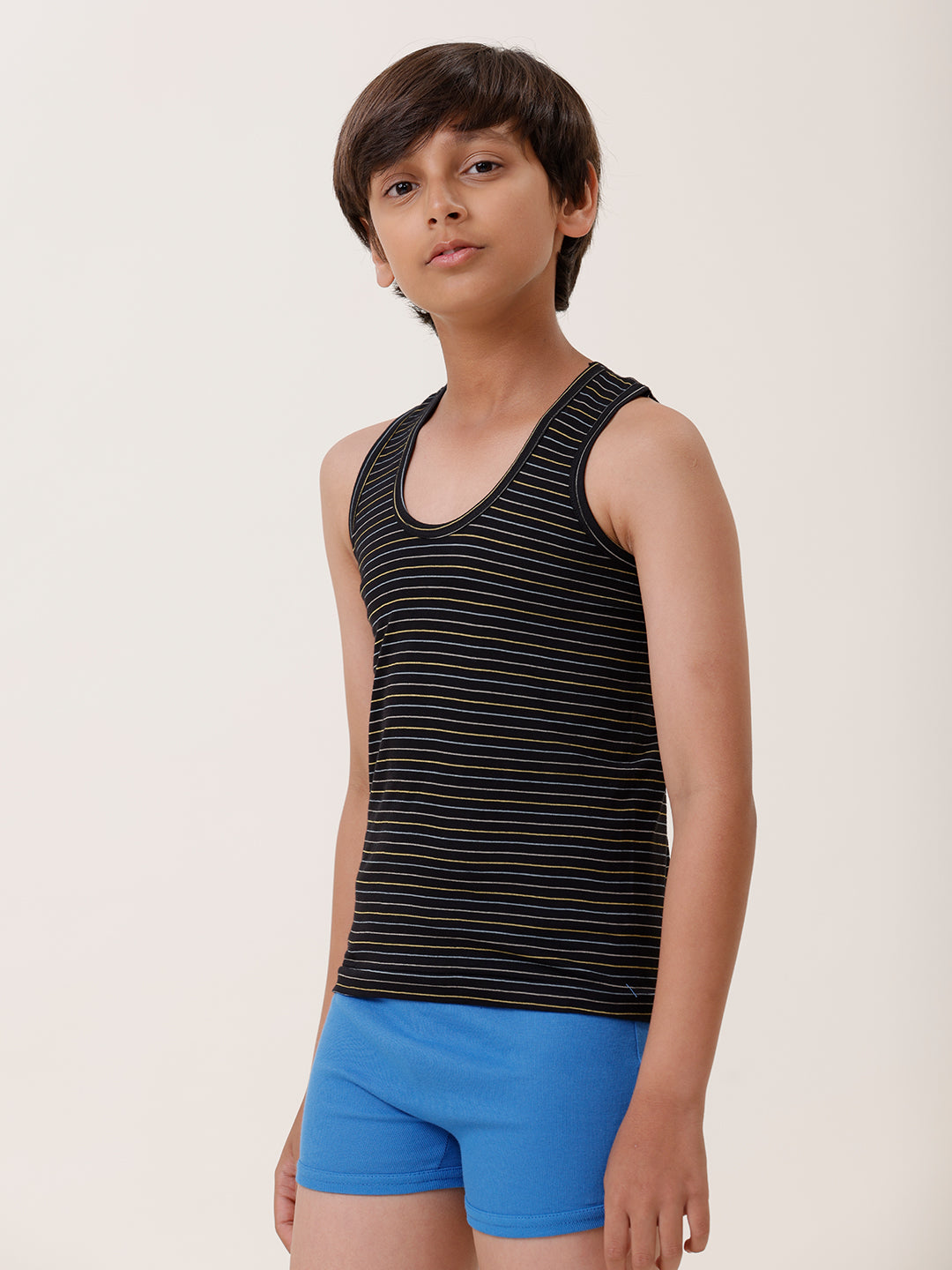 Boys Combed Cotton Assorted Colour Striped Vest (Pack of 4)