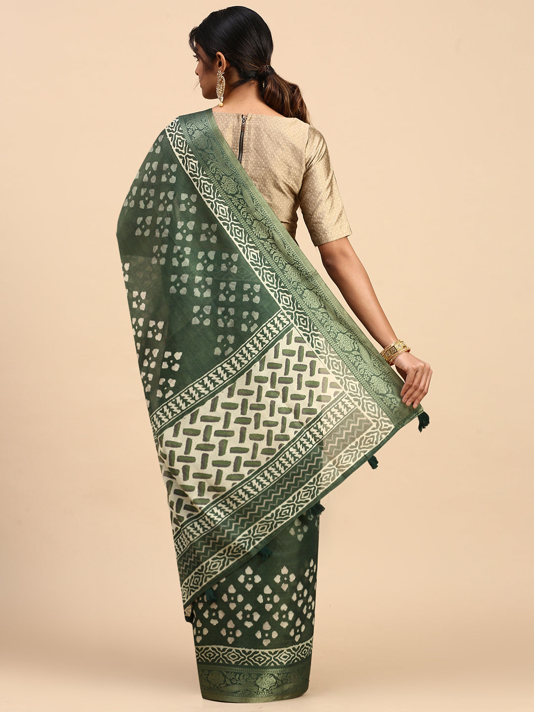 Women Semi Silk Tissue Weaving Saree Green SS286