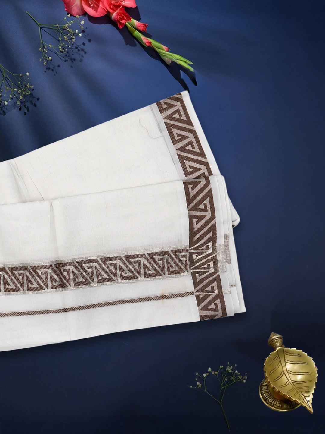 Men Premium Cotton Double Layer White Dhoti with Fancy Jari Border Luxury Club LC18