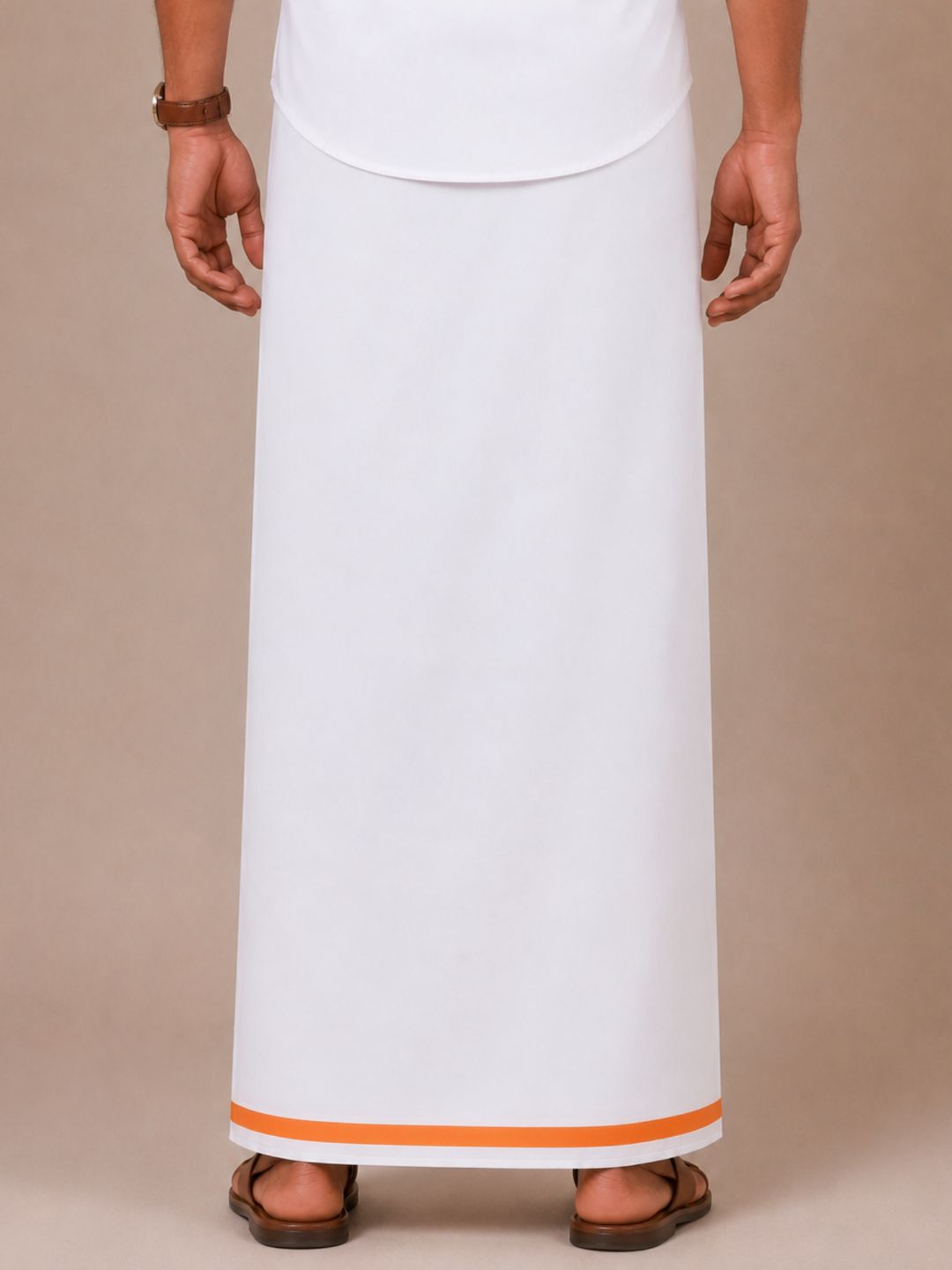 Men 100% Cotton Single Layer Small Border Dhoti Marina MR01