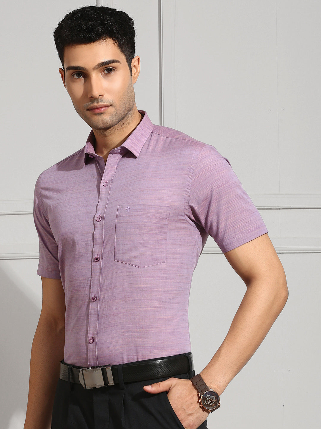 Men 100% Cotton Purple Shirt CL7 GE2