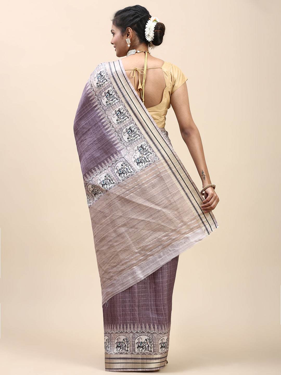 Women Semi Tussar Saree Purple ST196