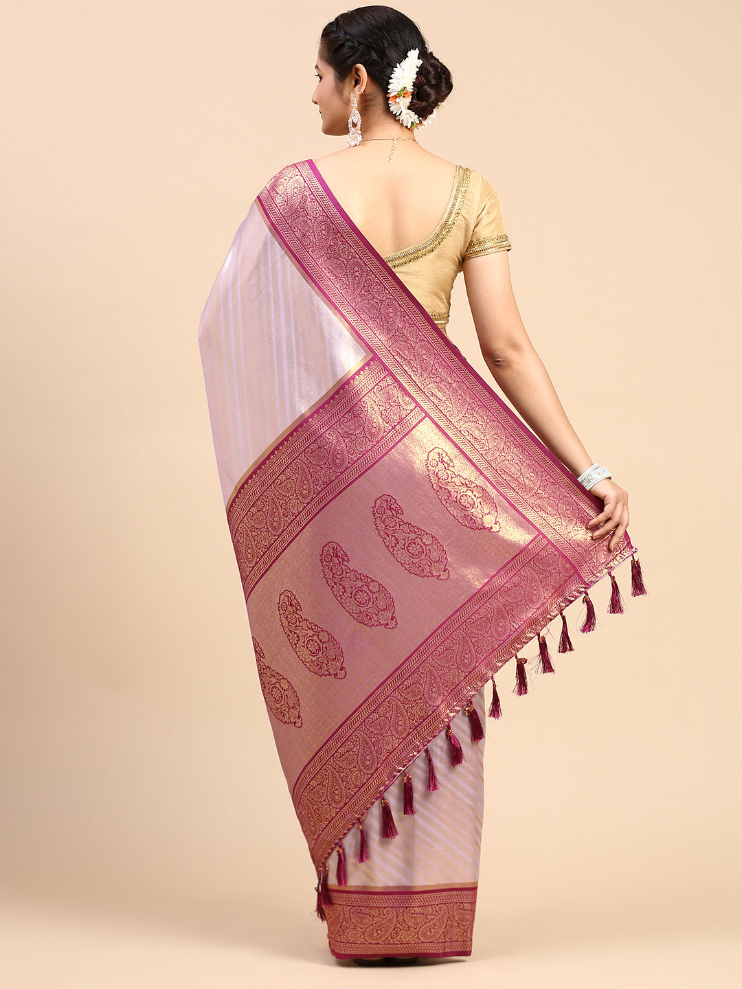 Womens Semi Silk Saree Purple SS229