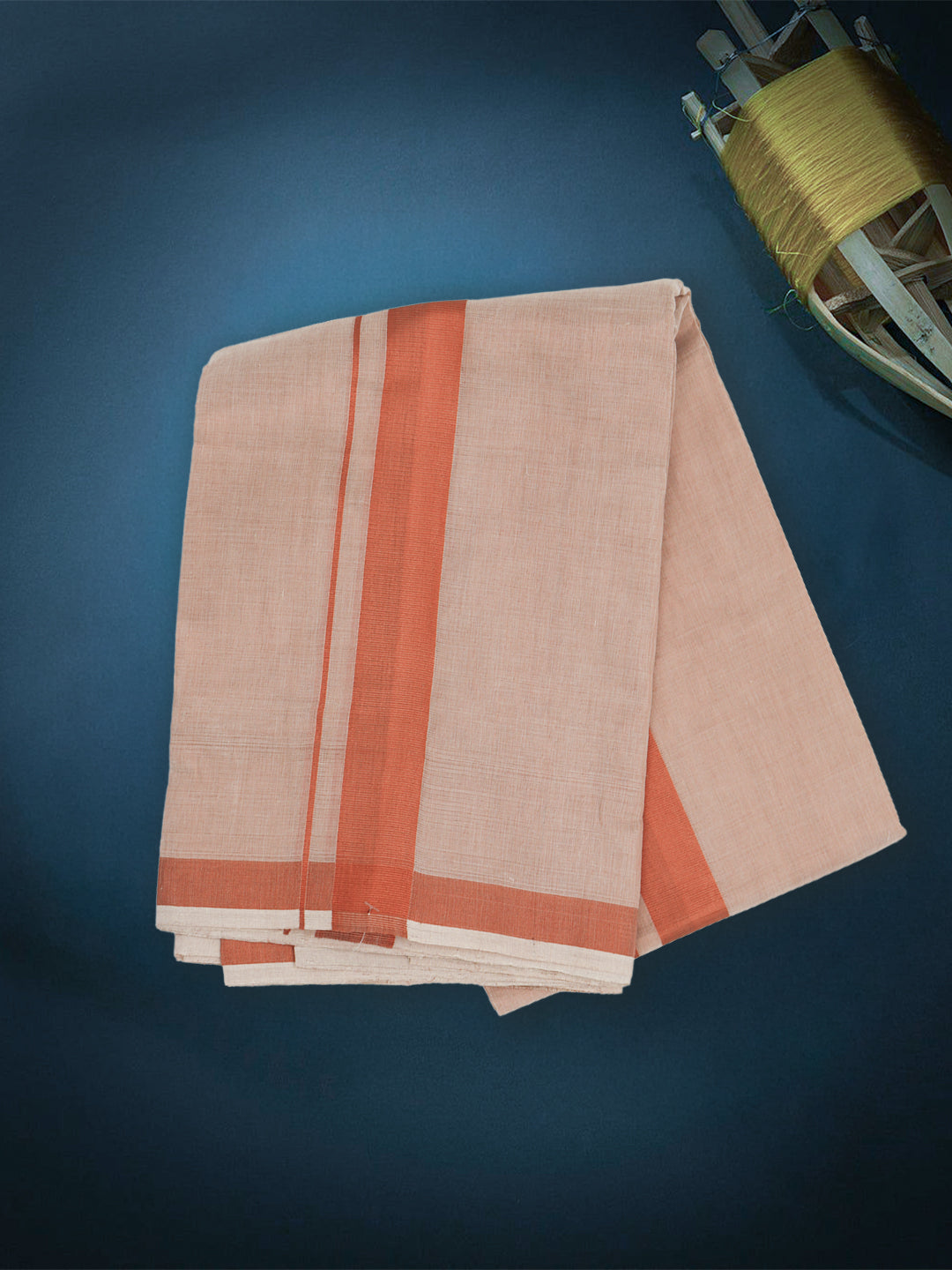 Men Premium Handloom Tissue Copper with Dhoti Jari Border HLM79