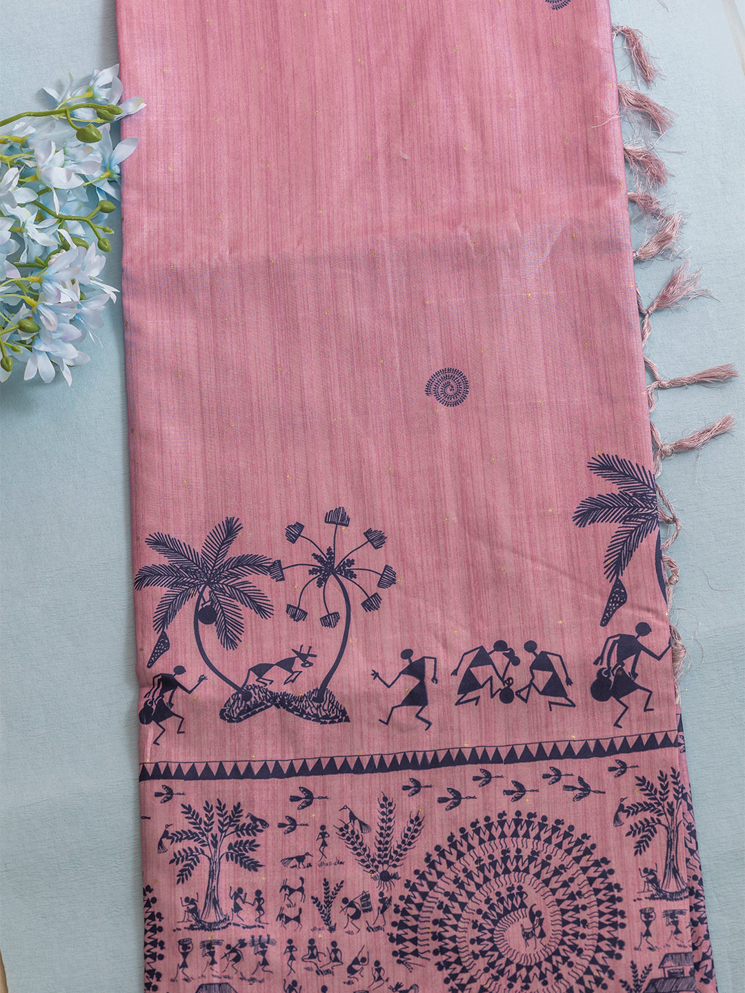 Women Peach Semi Tussar Printed Saree SCS157