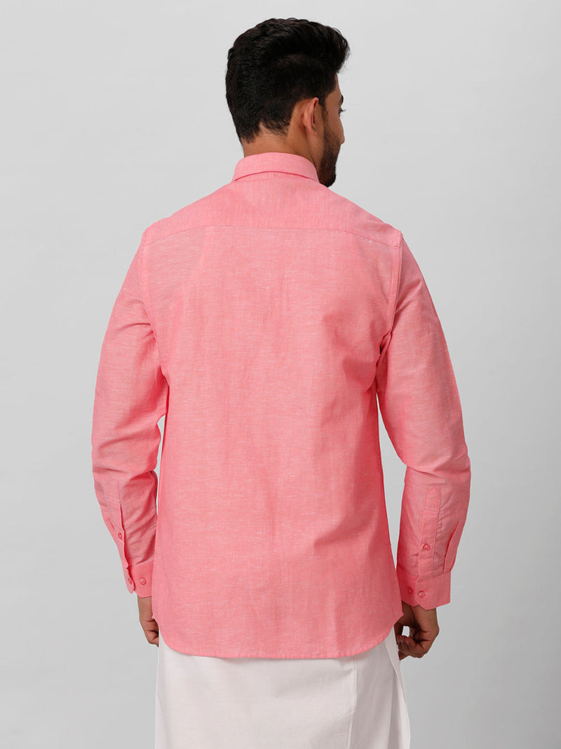 Mens Linen Cotton Formal Light Pink Full Sleeves Shirt LF2
