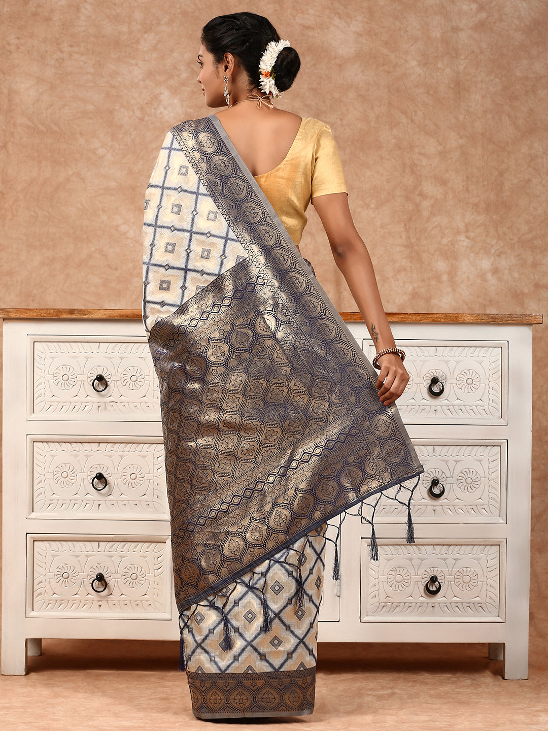 Womens Semi Silk Saree Blue SS214