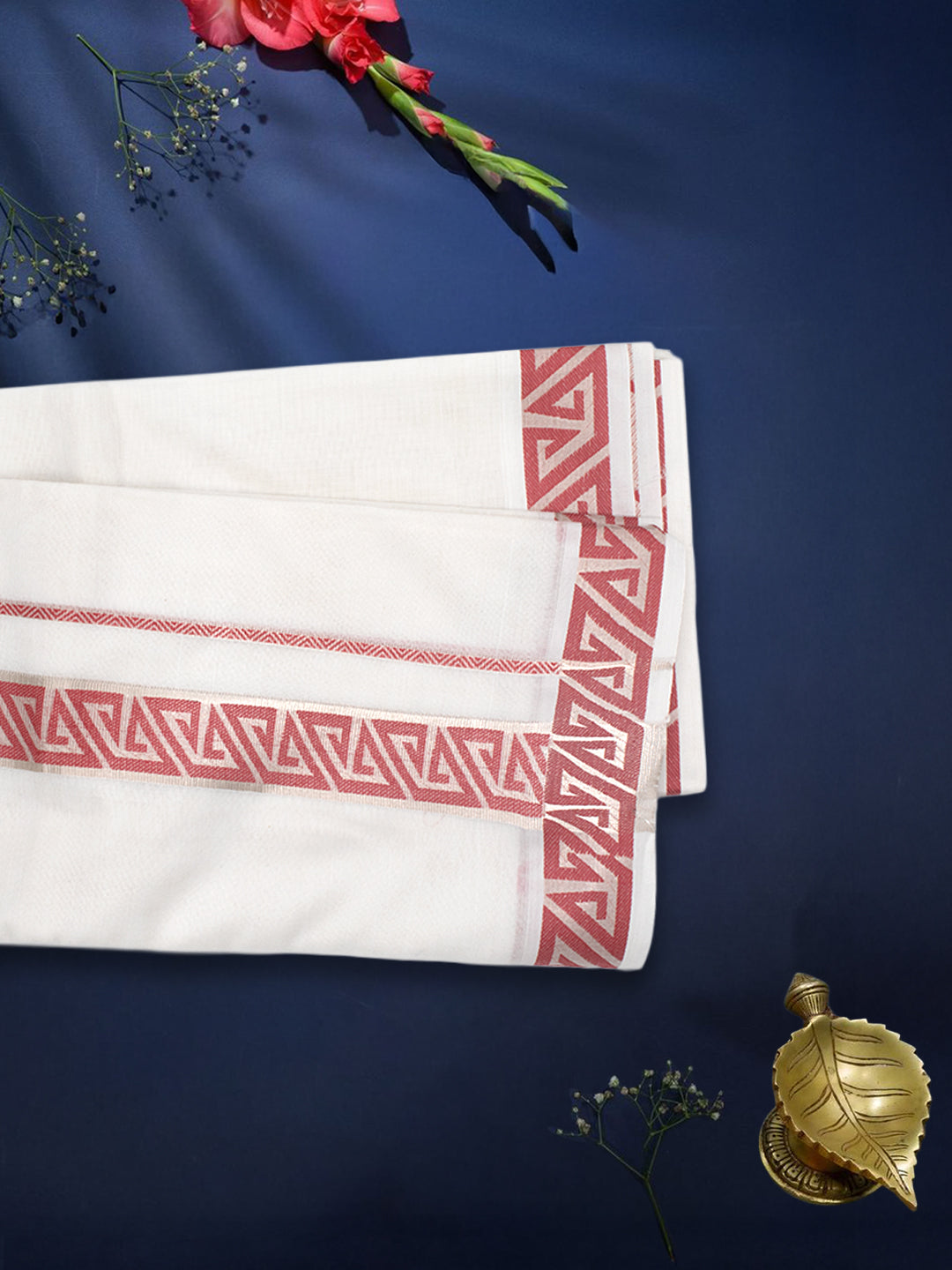 Men Premium Cotton Double Layer White Dhoti with Fancy Border Luxury Club LC25