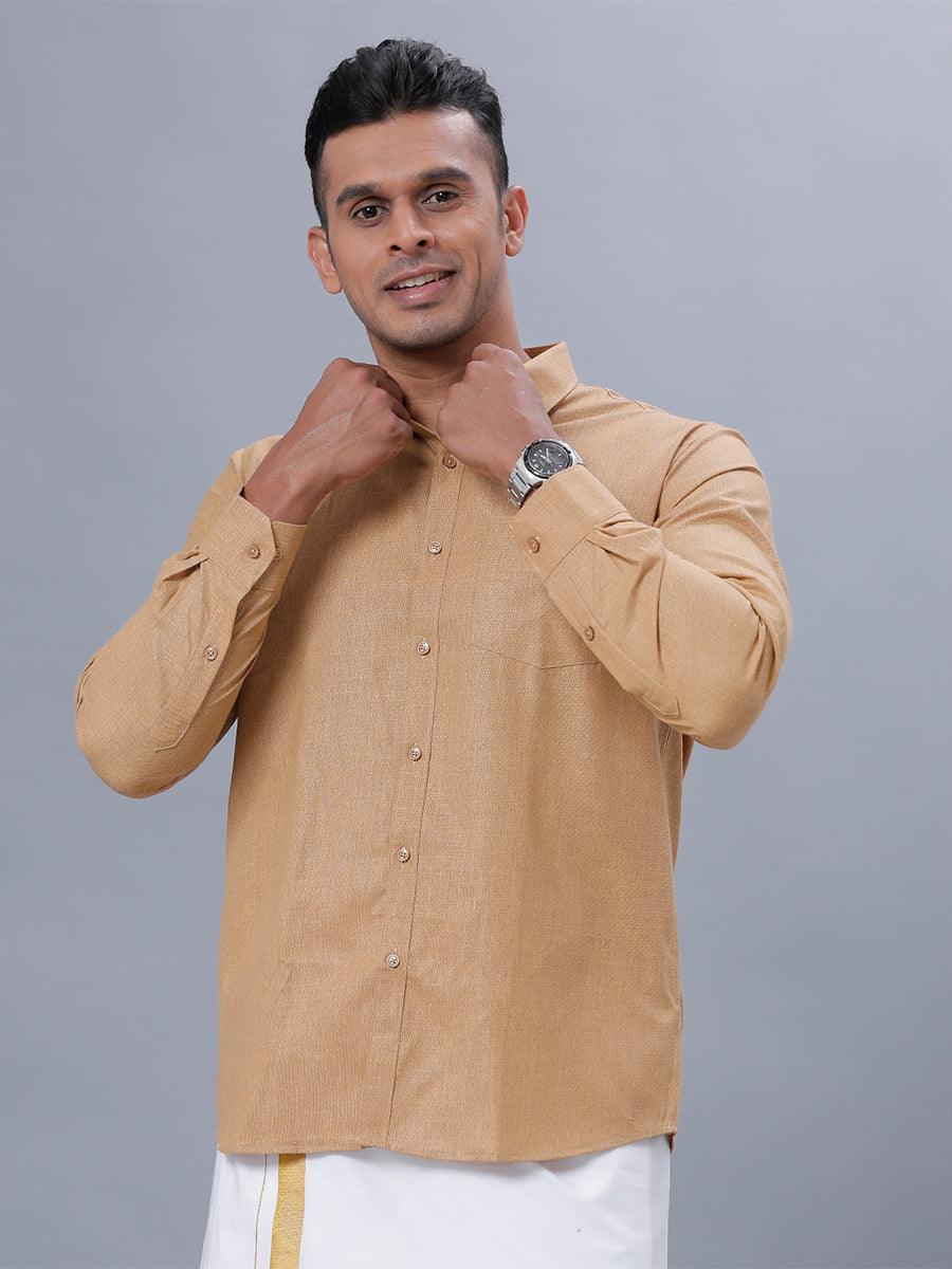 Men Cotton Rich Shirt Mustard T1 GC15