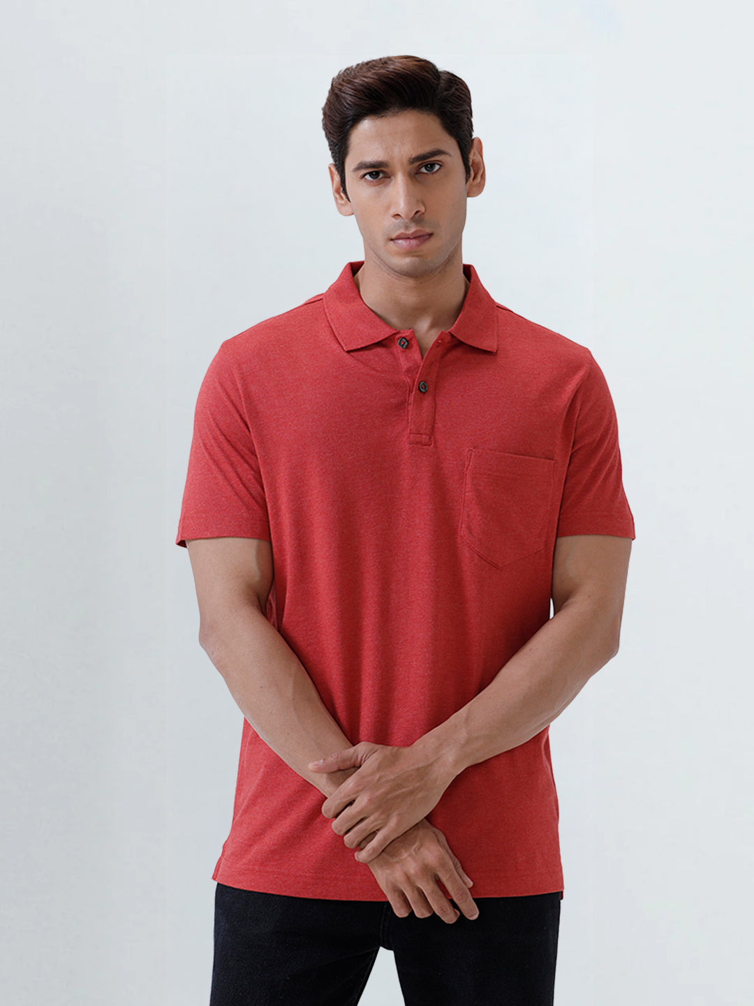 Men TENCEL™ Modal Fibers with Micro technology Polo T-Shirt Heather Red EMP3
