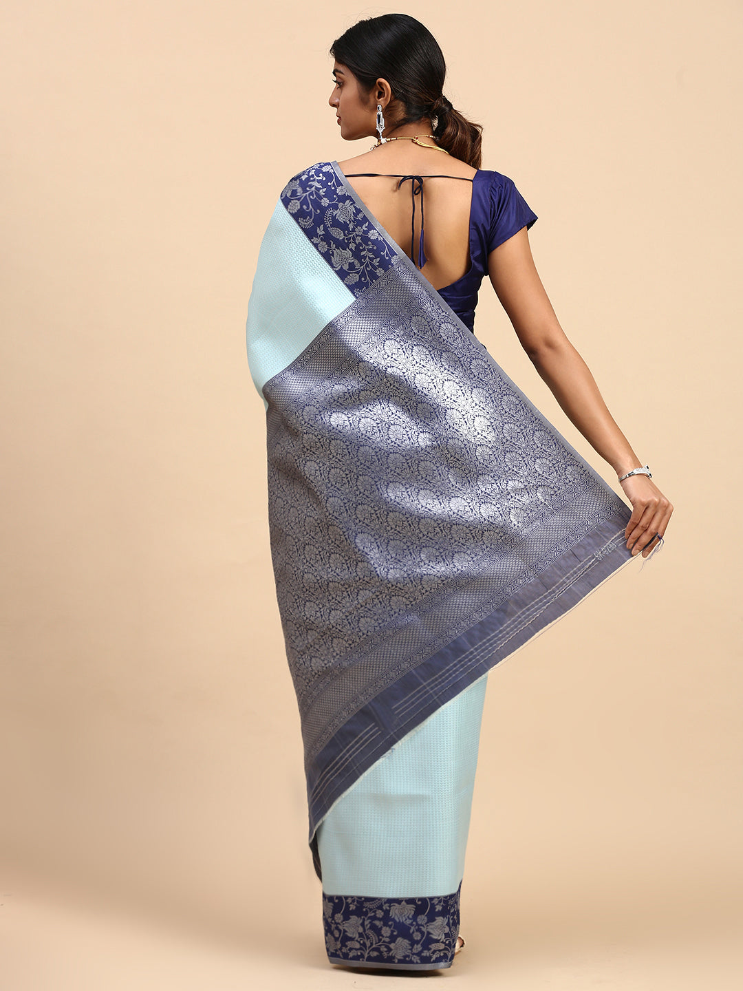 Women Semi Silk Saree Blue SS281