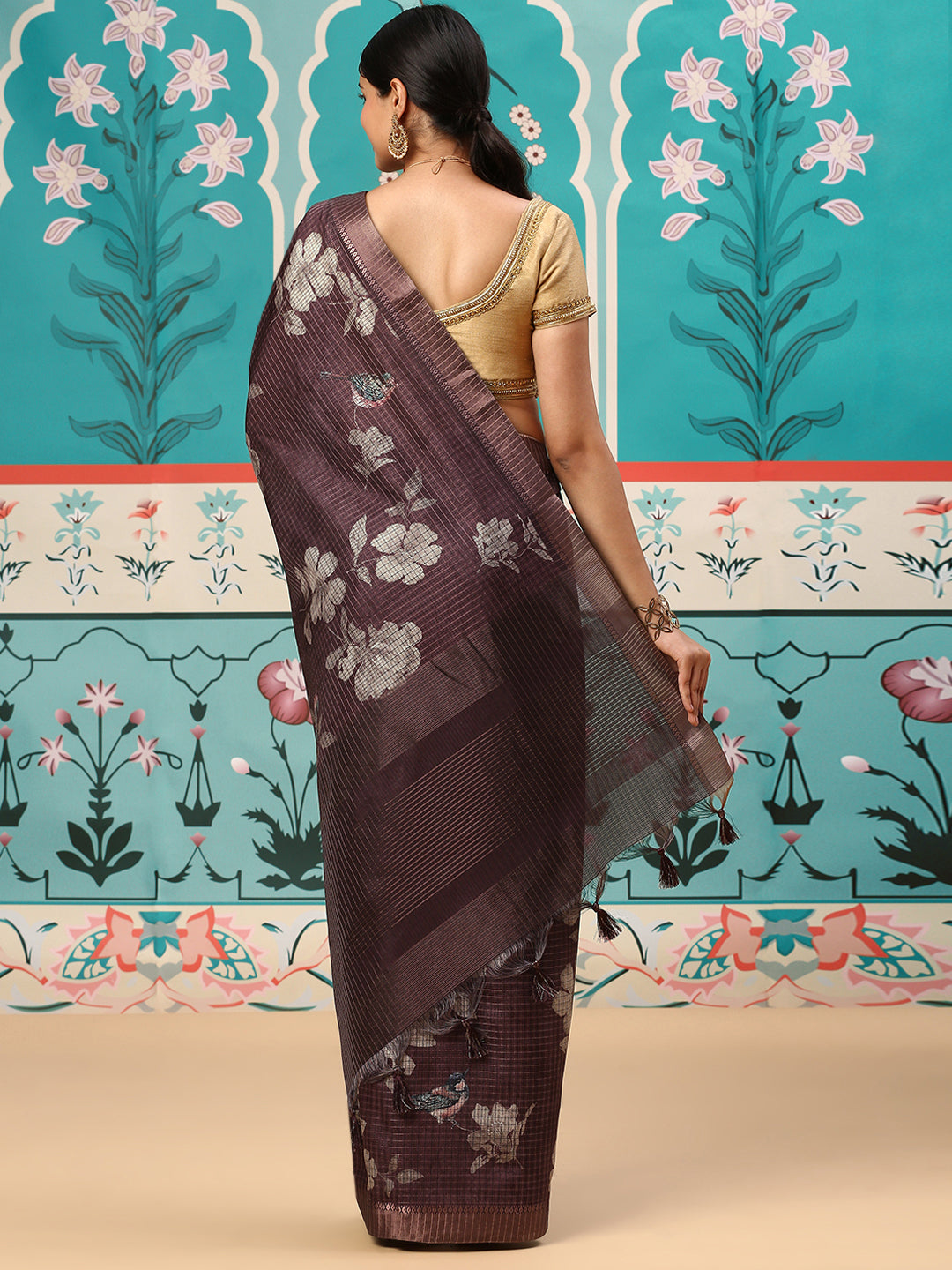 Womens Semi Tussar Saree Violet ST137