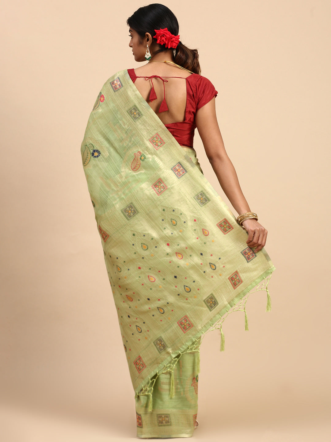 Couple Combo Shirt & Dhoti Set with Saree Green SL166