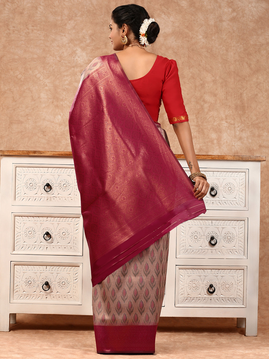 Women Semi Silk Saree Pink SS164