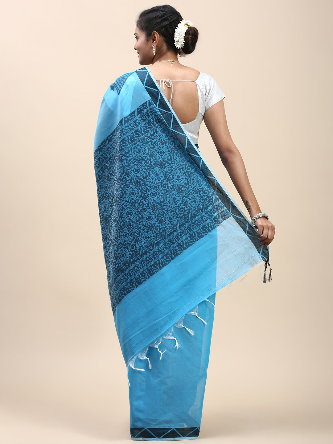 Women Semi Silk Saree Blue SS302