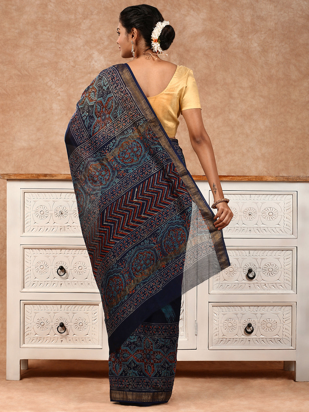 Women Semi Silk Saree Navy SS196