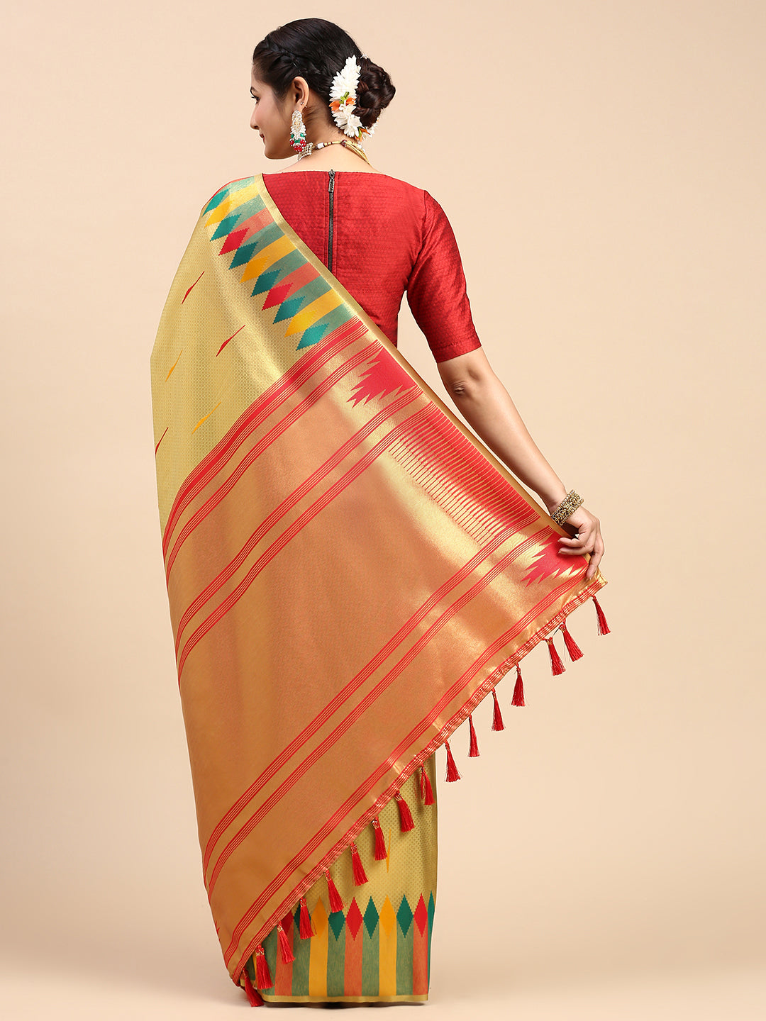 Women Semi Silk Saree Yellow SS251