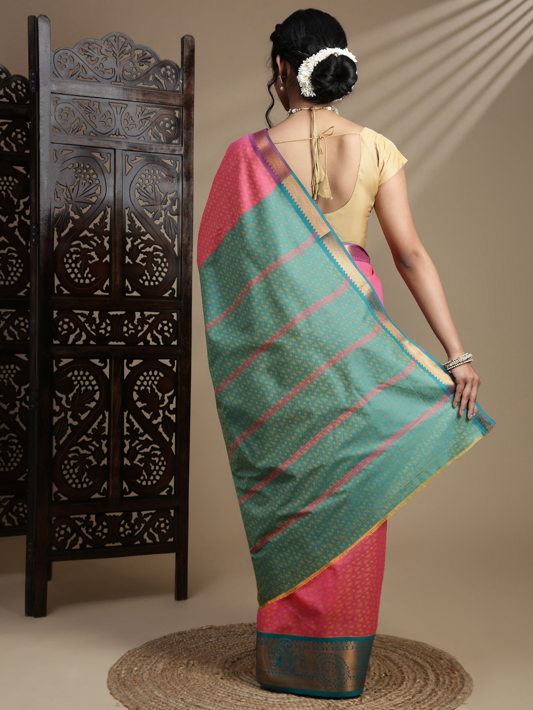 Couple Combo Shirt & Dhoti Set with Saree Pink ASS118